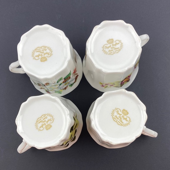 Royal Grafton Fine Bone China Tea Mugs Floral with Ridged Sides Set of 4 - Picture 8 of 10